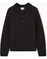 COS - Two-tone Waffle-knit Polo Shirt - Lyst