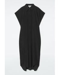 COS - Oversized Silk Midi Shirt Dress - Lyst