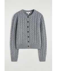 COS - Cable-Knit Merino Wool Cardigan - Lyst
