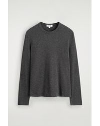 COS - Slim Ribbed Cotton Long-Sleeved T-Shirt - Lyst