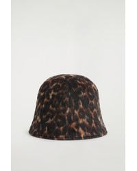 COS - Leopard Wool-Blend Bucket Hat - Lyst
