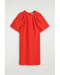 COS - Gathered Short-Sleeved Mini Dress - Lyst