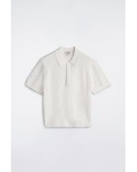 COS - Textured-Panel Cotton Polo Shirt - Lyst