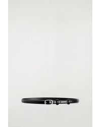 COS - Oval-Buckle Slim Leather Belt - Lyst