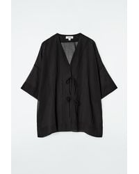 COS - Crinkled Tie-Front Beach Shirt - Lyst
