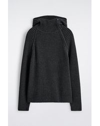 COS - Chunky Ribbed Wool-Cotton Hoodie - Lyst