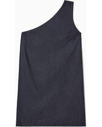 COS - One-shoulder Denim Mini Dress - Lyst