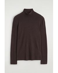 COS - Slim Wool-Jersey Roll Neck Top - Lyst