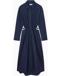 COS - Cutout-waist Midi Shirt Dress - Lyst