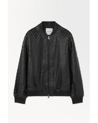 COS - The Perforated Leather Bomber Jacket - Lyst