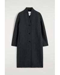 COS - Collarless Wool-Twill Coat - Lyst