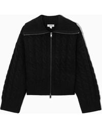 COS - Cable-knit Wool Zip-up Jacket - Lyst