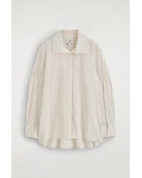 COS - Striped Cotton-Silk High-Collar Shirt - Lyst