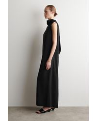 COS Pleated Knitted Turtleneck Maxi Dress in Black | Lyst
