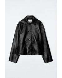 COS Leather Moto Jacket in Black | Lyst