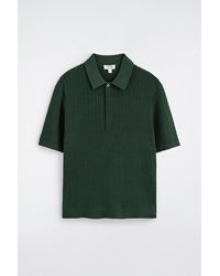 COS - Cable-Knit Cotton-Linen Polo Shirt - Lyst