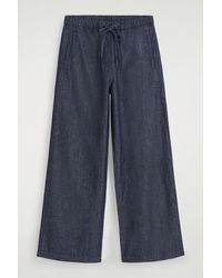 COS - Denim Wide-leg Drawstring Trousers - Lyst