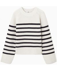 COS - Striped Wool Sweater - Lyst
