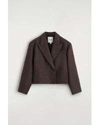COS - Oversized Cropped Boiled Wool-Blend Blazer - Lyst