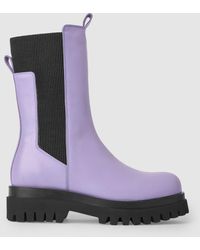 COS Chunky Leather Chelsea Boots - Purple