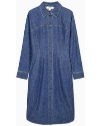 COS - Oversized Waisted Denim Shirt Dress - Lyst
