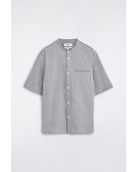 COS - Relaxed-Fit Seersucker Grandad-Collar Shirt - Lyst