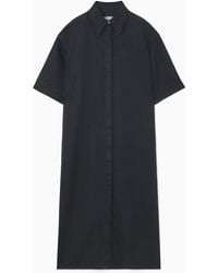 COS - Oversized Short-sleeved Linen Midi Dress - Lyst