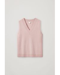 COS Cashmere V-neck Vest - Pink