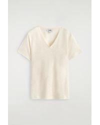 COS - V-Neck Linen T-Shirt - Lyst