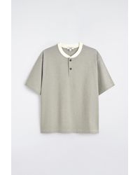COS - Striped Cotton Henley T-Shirt - Lyst