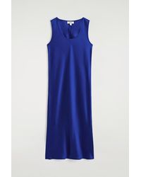 cos tie detail satin midi dress Cos Tie-Detail Satin Midi Dress In Blue - 25% Off