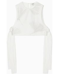 COS - Embroidered Tie-detail Cropped Top - Lyst