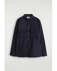 COS - Epaulet-Detail Wool Shirt - Lyst