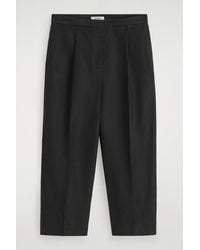 COS - Linen-blend Cropped Straight-leg Trousers - Lyst