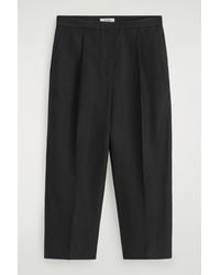 COS - Linen-blend Cropped Straight-leg Trousers - Lyst