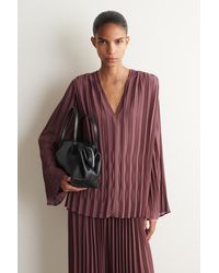 COS - Georgette-Bluse Mit Bindedetail Und Falten - Lyst