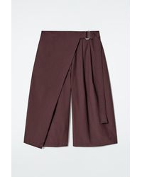 COS - Belted Wrap-Front Cotton Shorts - Lyst