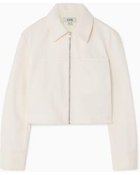 COS - Cropped Twill Zip-up Jacket - Lyst