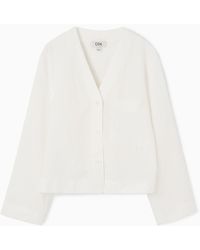 COS - Flared-sleeve Linen Blouse - Lyst