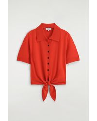 COS - Tie-Front Knitted Wool Shirt - Lyst