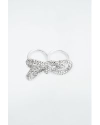 COS - Knotted Bow Crystal Double-finger Ring - Lyst