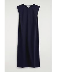 COS Draped Asymmetric Midi Dress in Black | Lyst