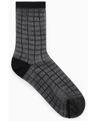 COS - Sheer Checked Ankle Socks - Lyst