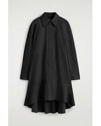 COS - Flared Cotton Mini Shirt Dress - Lyst