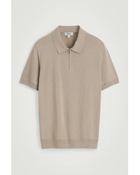 COS - Slim Knitted Silk Zip-Up Polo Shirt - Lyst