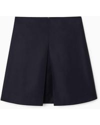 COS - Pleated Wool-blend Mini Skirt - Lyst
