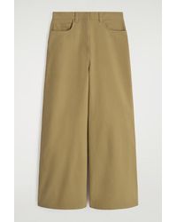 COS - Cotton Cropped Wide-Leg Trousers - Lyst