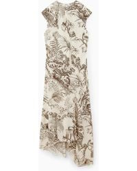 COS - Botanical-print Silk Dress - Lyst