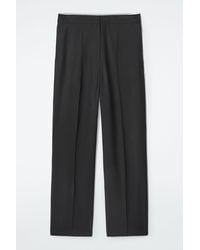 COS - Relaxed Wool Barrel-leg Trousers - Lyst