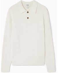 COS - Textured Knitted Polo Shirt - Lyst